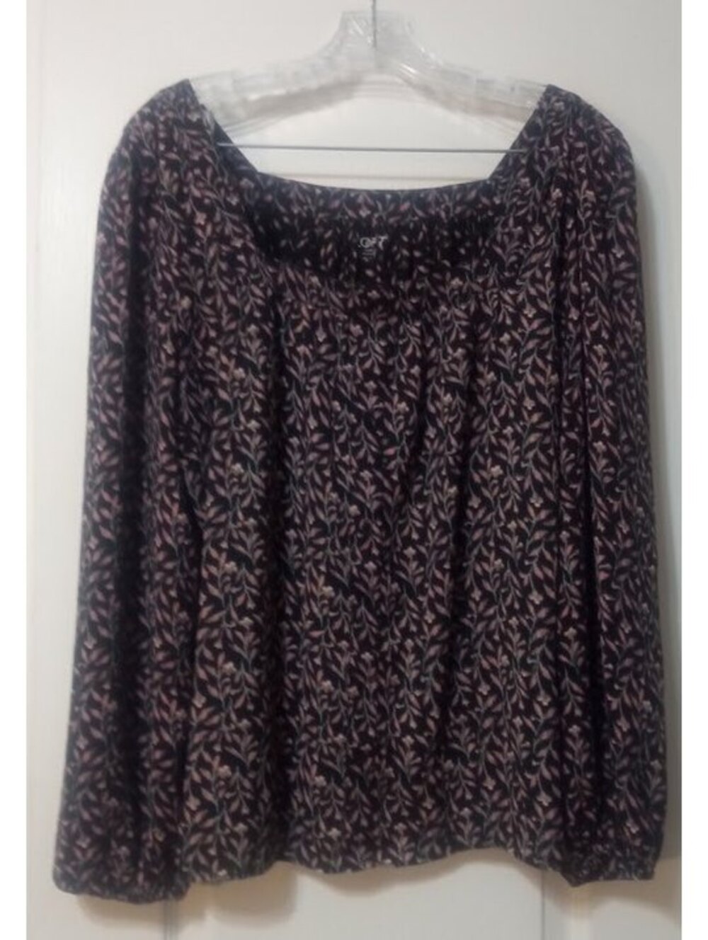 Midnight Floral Off‑Shoulder Blouse — LOFT, Size Large